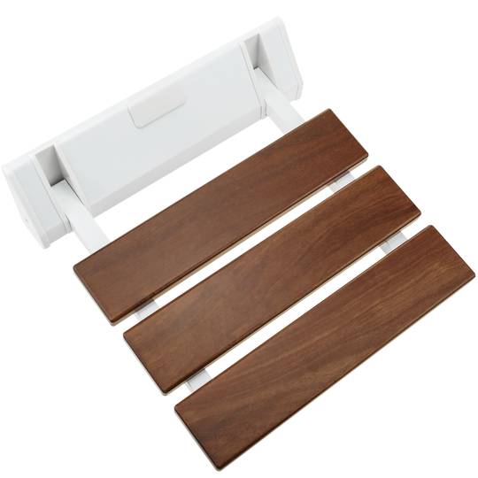 Sgabello da bagno con braccioli e ripiano 50 x 50 x 33 cm in legno di teak  certificato - Cablematic