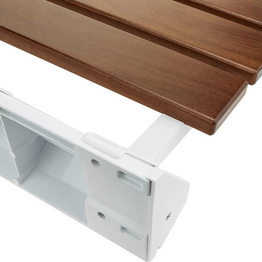 Assento de banho dobrável. Cadeira de chuveiro para idosos em madeira tropical e alumínio 320x328mm