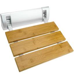 Siège de douche rabattable. Chaise pliant en bois bambou et aluminium 320x328mm