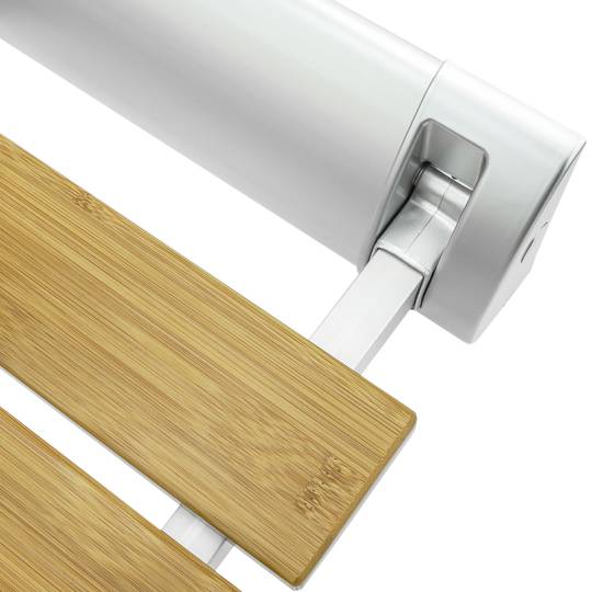 Siège de douche rabattable. Chaise pliant en bois bambou et aluminium 320x328mm