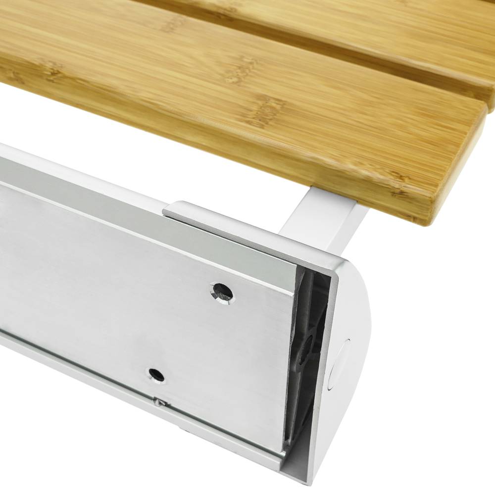 Siège de douche rabattable. Chaise pliant en bois bambou et aluminium 320x328mm