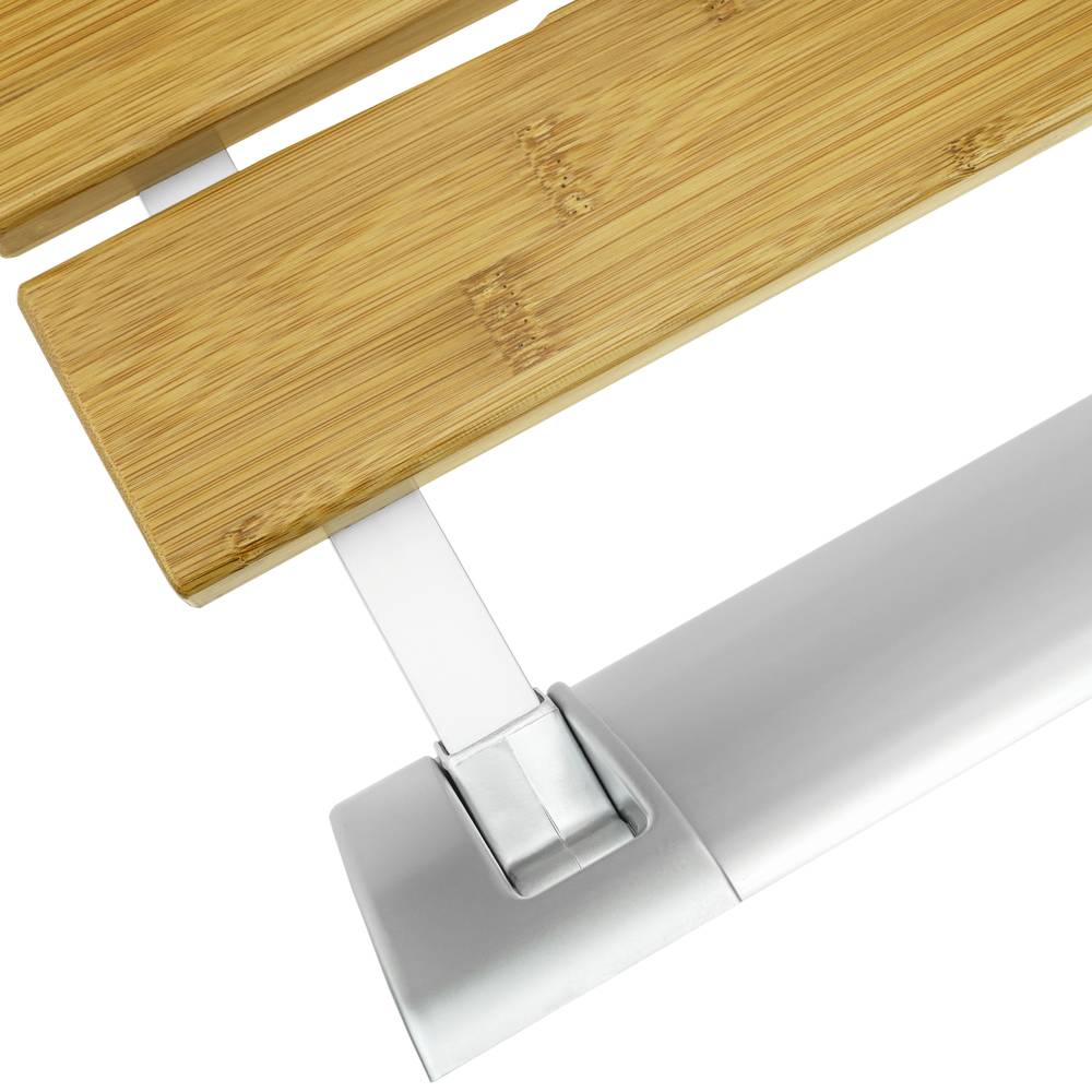 Siège de douche rabattable. Chaise pliant en bois bambou et aluminium 320x328mm