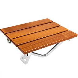 Siège de douche rabattable. Chaise pliant en bois tropical et aluminium 380x338mm