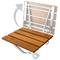Siège de douche rabattable. Chaise pliant en bois tropical et aluminium 380x338mm