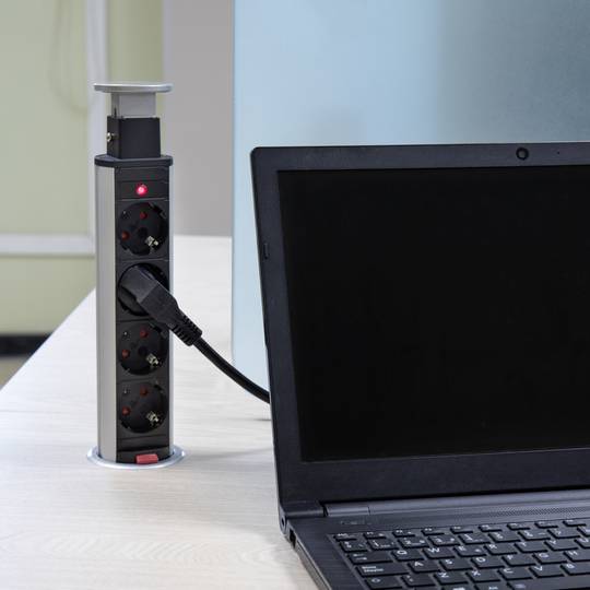 Retractable tower power strip with 4 sockets schuko 16 A 250 V