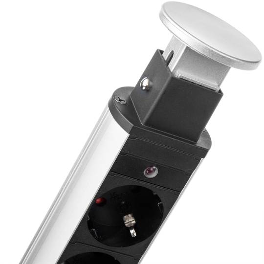 Retractable tower power strip with 4 sockets schuko 16 A 250 V