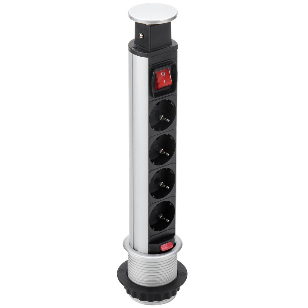 Retractable tower power strip with 4 sockets schuko 16 A 250 V with switch