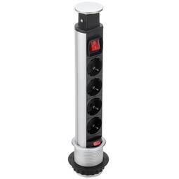 Multiprise tour rétractable avec 4 prises schuko 16 A 250 V avec interrupteur
