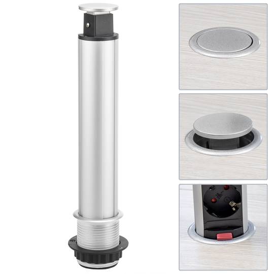 Retractable tower power strip with 4 sockets schuko 16 A 250 V with switch