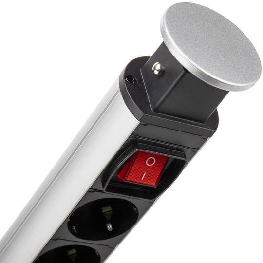 Retractable tower power strip with 4 sockets schuko 16 A 250 V with switch