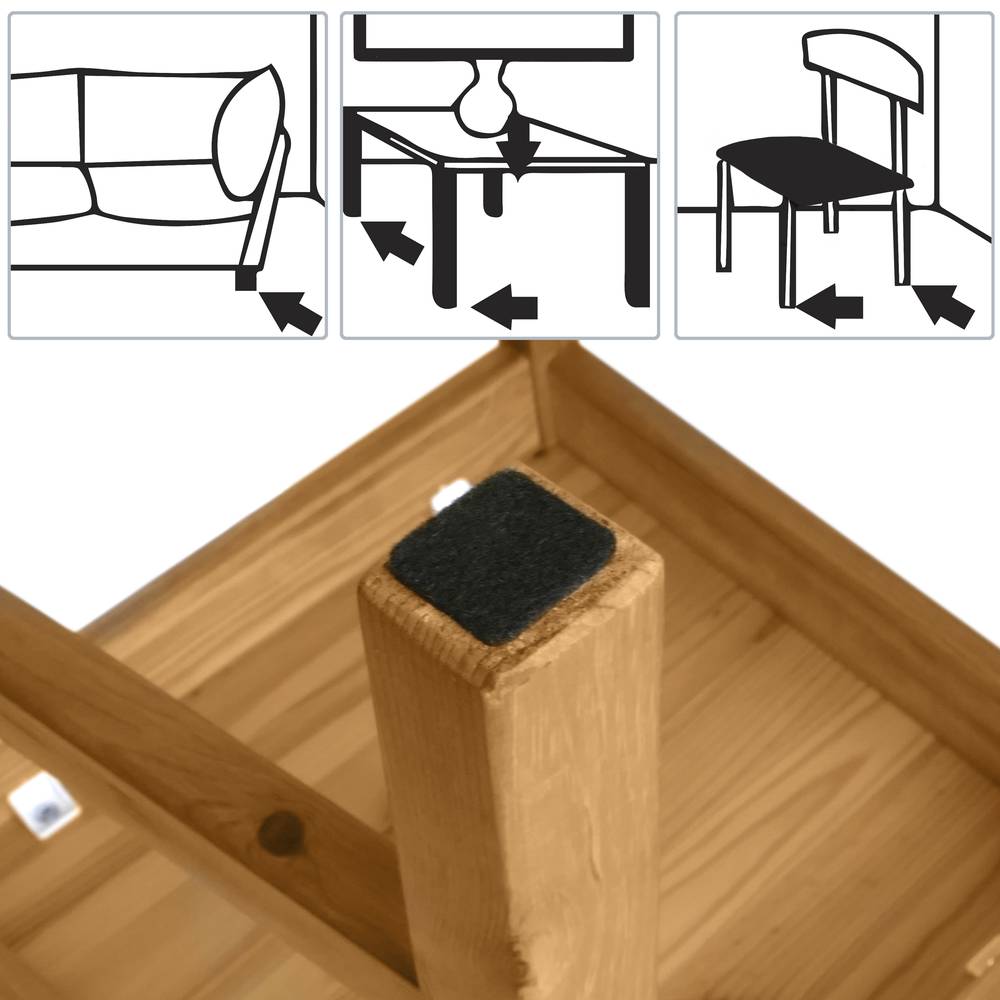 Feltre adhesiu per a mobles quadrat 22x22 mm Marró 12 unitats