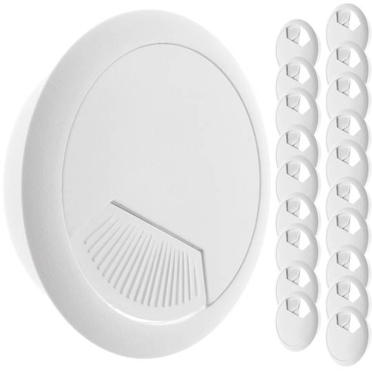 Lot de 20 passacables rodó per encastar en taula de color blanc i diàmetre 50 mm