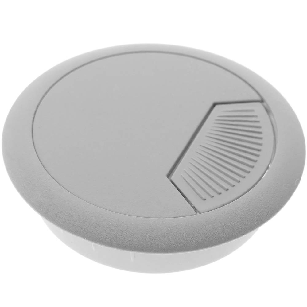 Lote de 20 pasacables redondo para encastrar en mesa de color gris y diámetro 53 mm