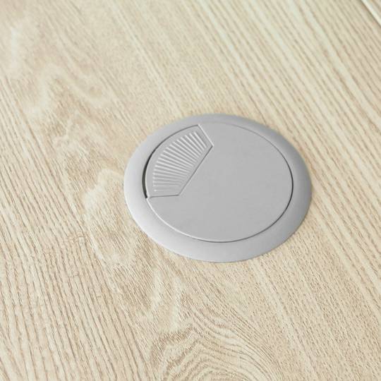 Lote de 20 pasacables redondo para encastrar en mesa de color gris y diámetro 53 mm