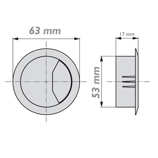 Set of 20 round cable grommets to build in table of black color and diameter 53 mm