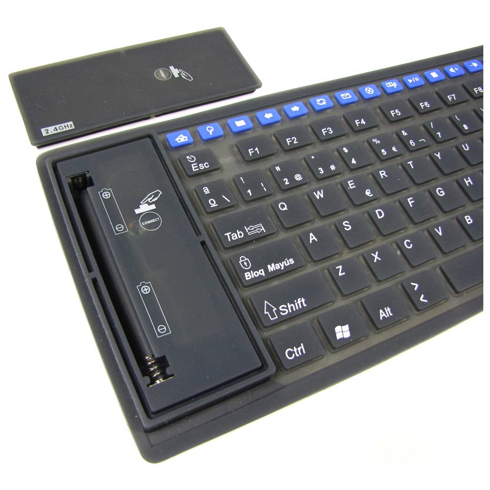 Flexible Keyboard USB 126 keys black and multimedia wireless