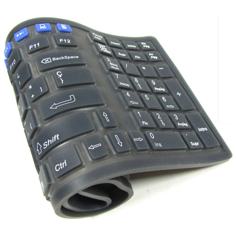 Flexible Keyboard USB 126 keys black and multimedia wireless
