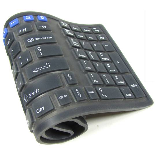 Flexible Keyboard USB 126 keys black and multimedia wireless