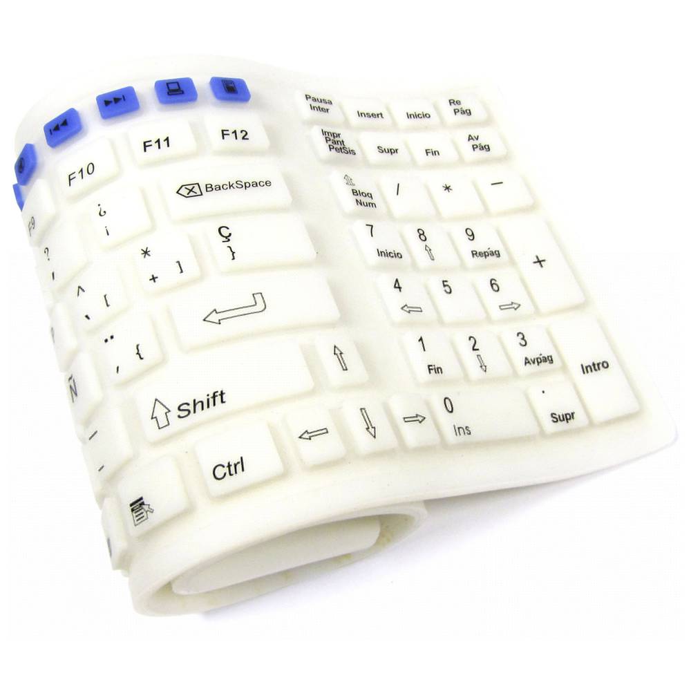 USB Flexible Keyboard Wireless 126-key multimedia and white