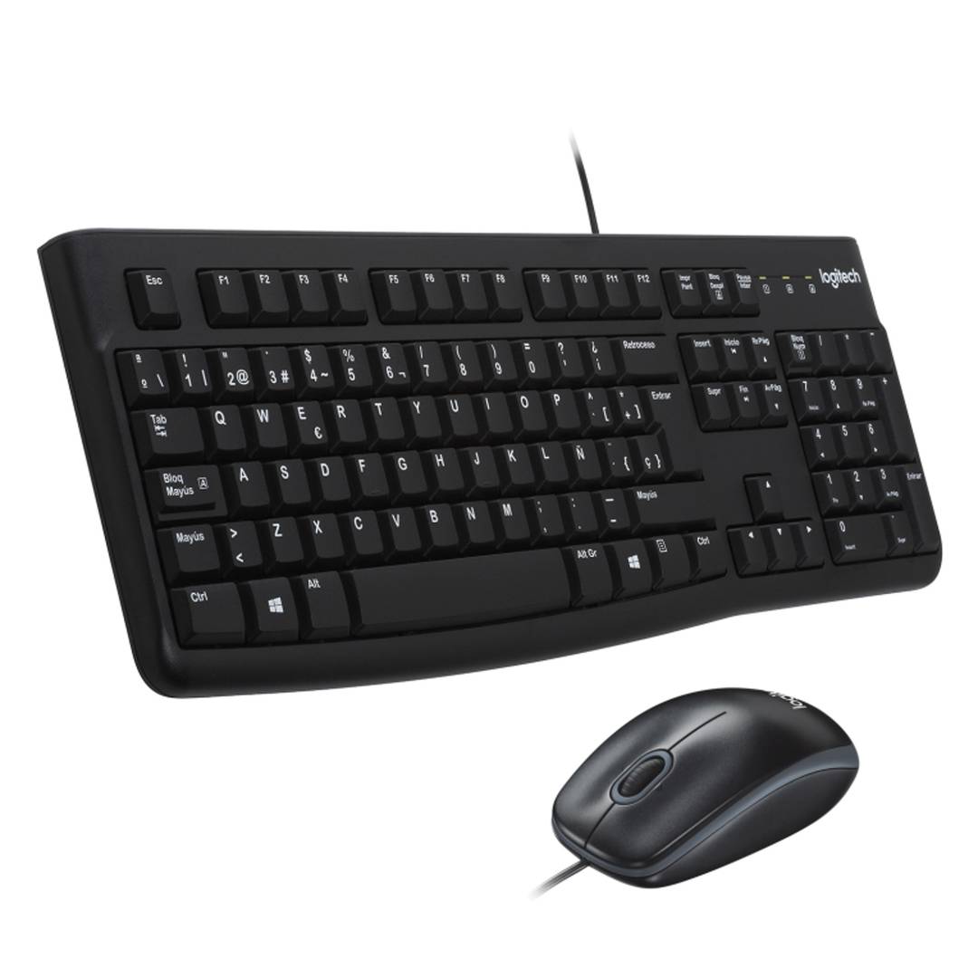 Conjunto de mouse e teclado USB preto Logitech MK120 920-002550
