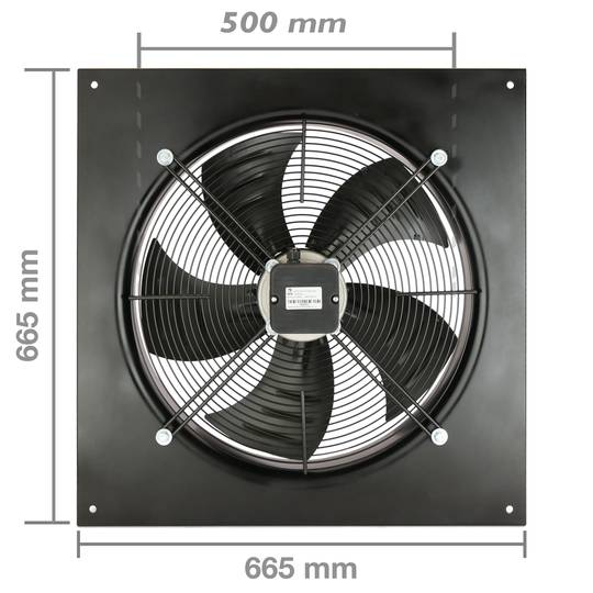 Extractor de aire de pared de 500 mm para ventilación industrial 1350 rpm  cuadrado 665x665x95 mm plateado - Hiper Electrón
