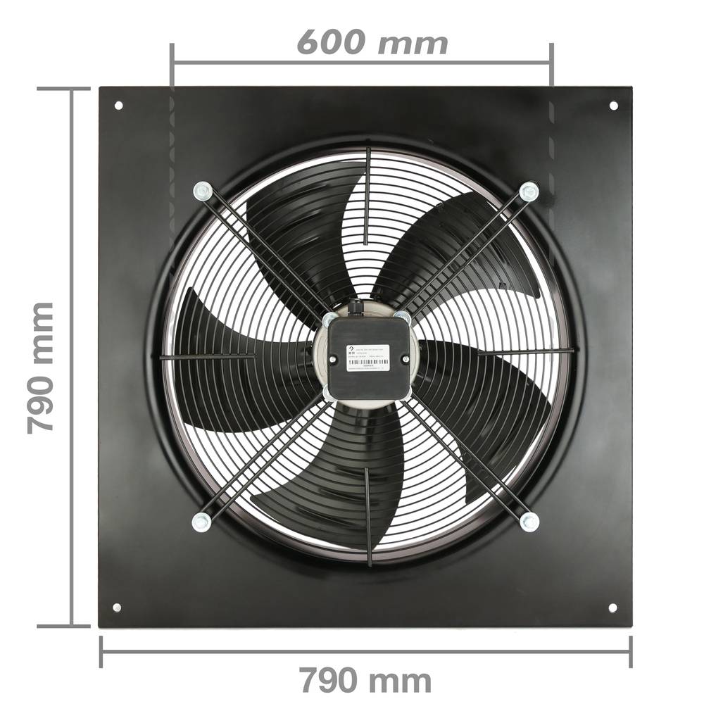 Extracteur d'air de mur pour la ventilation industrielle de 600 mm 1350 rpm  carré 790x790x100 mm - Cablematic