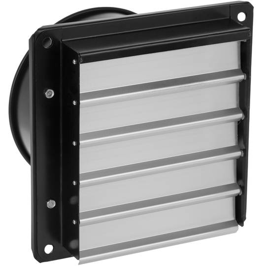 Aspiratore da 200 mm per ventilazione industriale 2550 rpm nero con sistema a lamelle di non ritorno