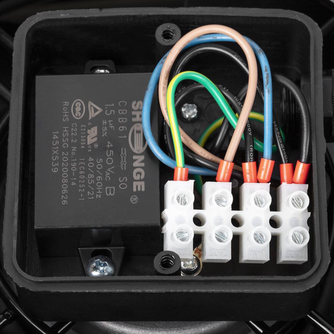 Wentylator wyciągowy 250 mm do wentylacji przemysłowej 2550 obr./min czarny z żaluzjowym systemem zwrotnym