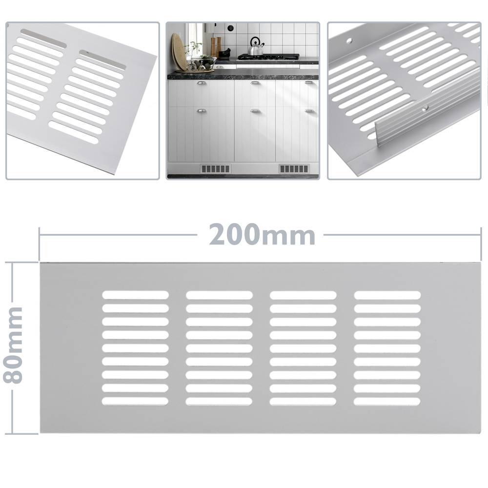Lüftungsgitter für Fußleiste Aluminium 200x80mm
