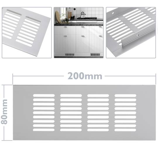 Lüftungsgitter für Fußleiste Aluminium 200x80mm