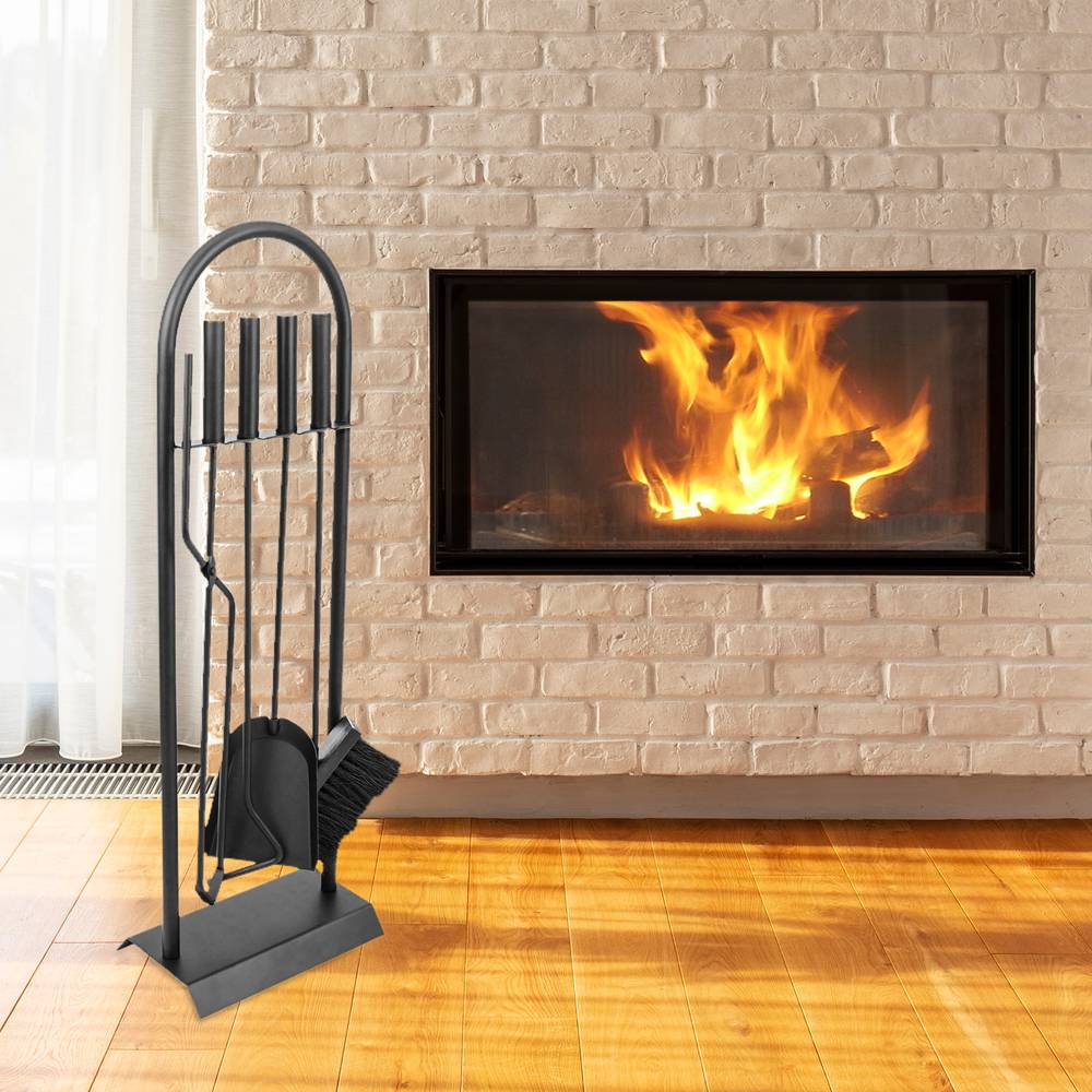 5 Pieces Log Burner Set Fireside Companion Fire Tool Kit Fireplace Accessories 