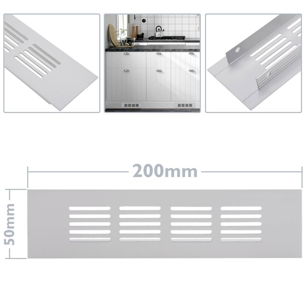 Ventilatierooster voor bodemplaat aluminium 200x50mm