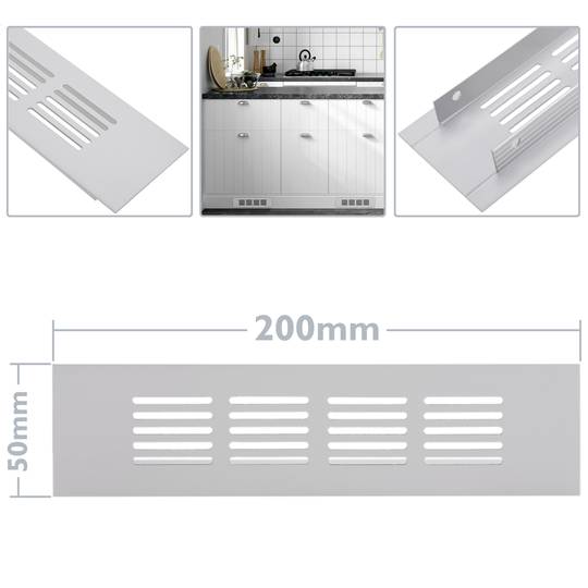 Ventilatierooster voor bodemplaat aluminium 200x50mm