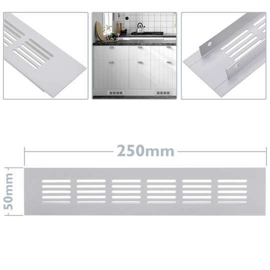 Grille de ventilation pour plinthes base en aluminium 250x50mm