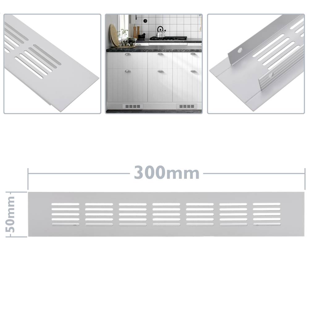 Ventilation grid for baseboard plate aluminum 300x50mm