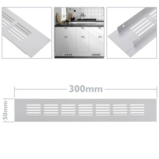 Ventilation grid for baseboard plate aluminum 300x50mm