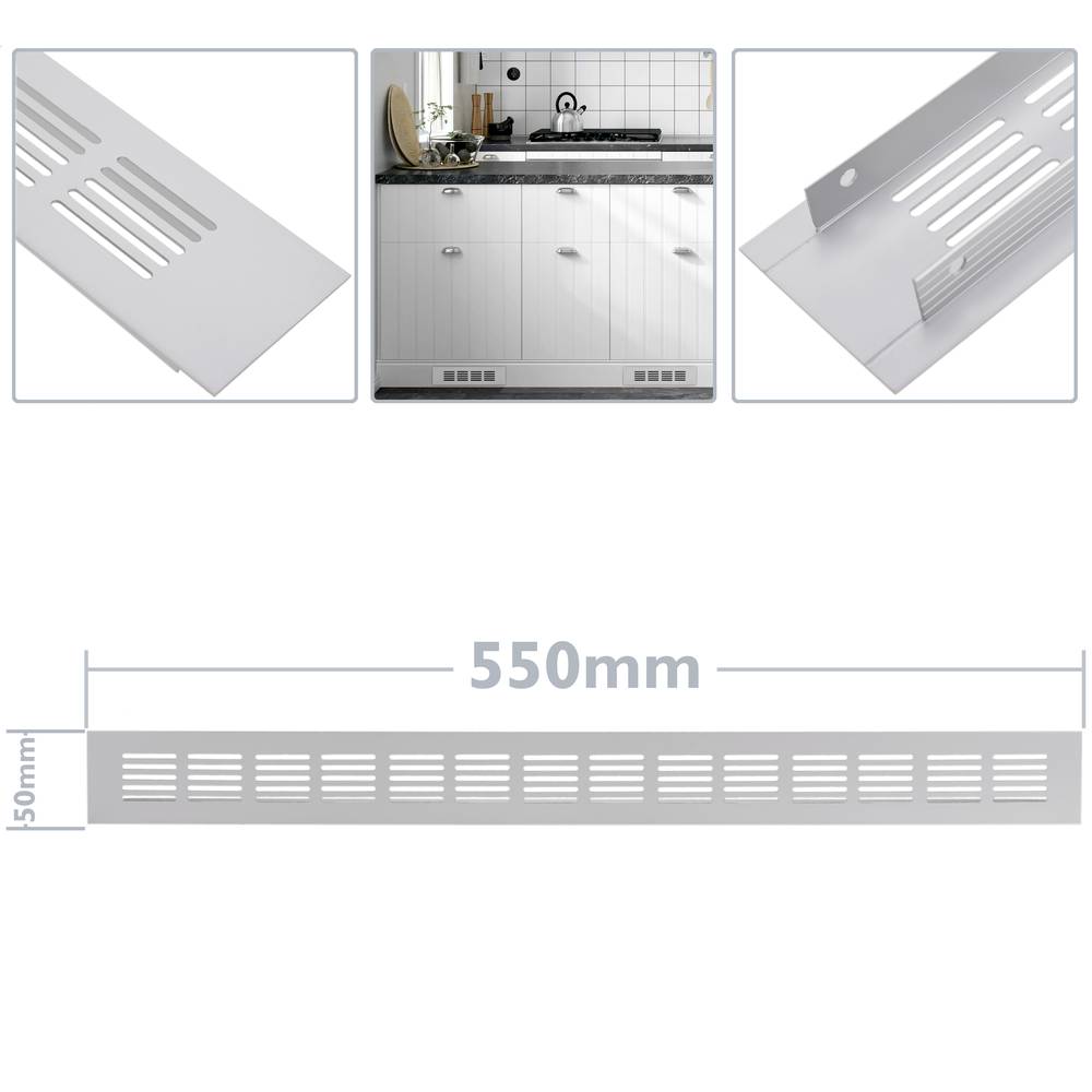Grelha de ventilação para placa de base de alumínio 550x50mm