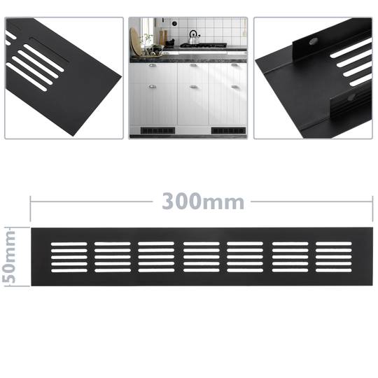 Lüftungsgitter für Fußleiste Aluminium 300x50mm in schwarzer farbe