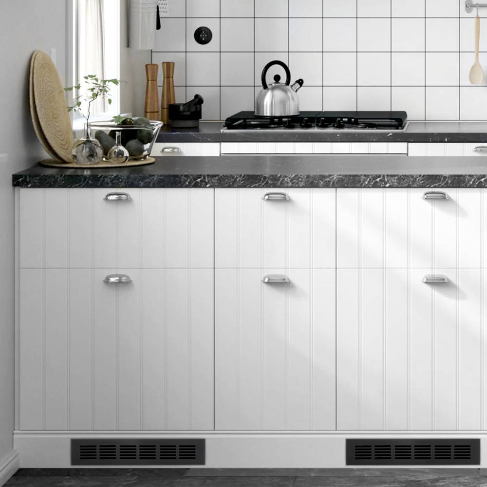 Grille de ventilation pour plinthes base en aluminium 450x50mm de couleur noire