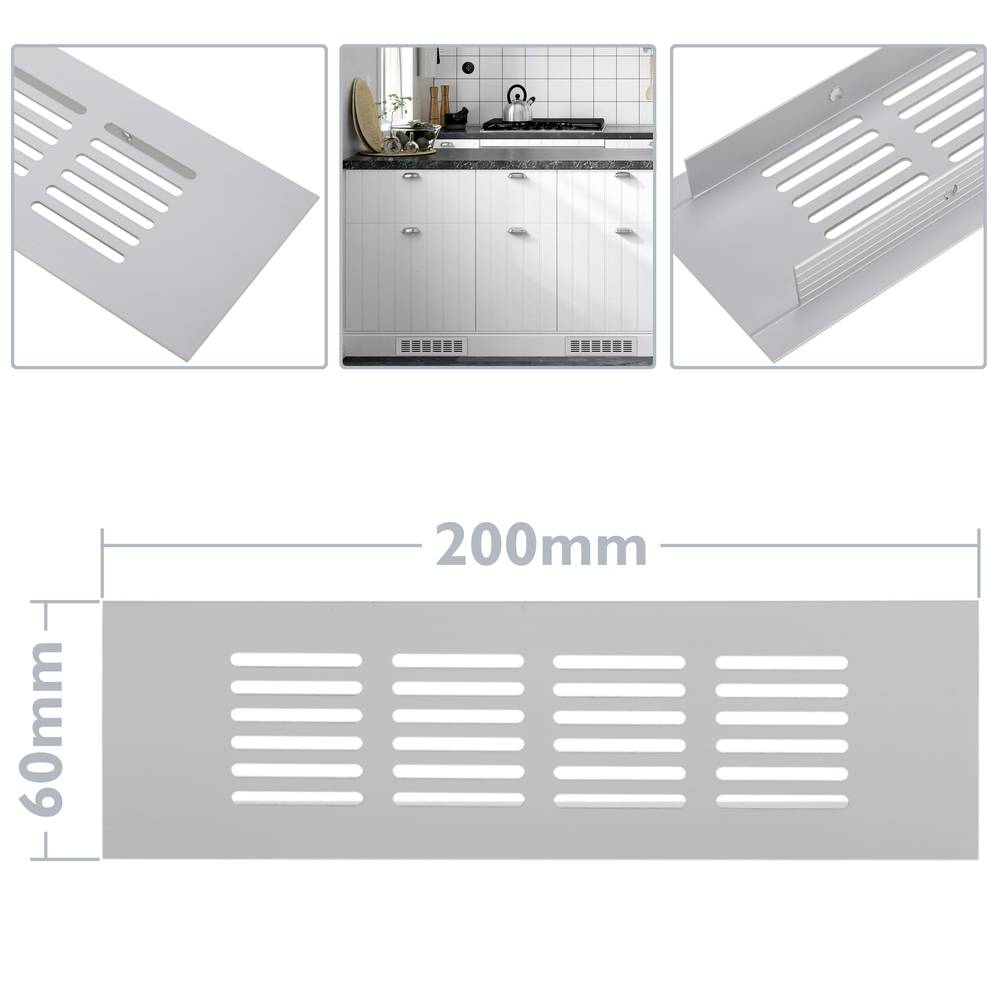 Grelha de ventilação para placa de base de alumínio 200x60mm