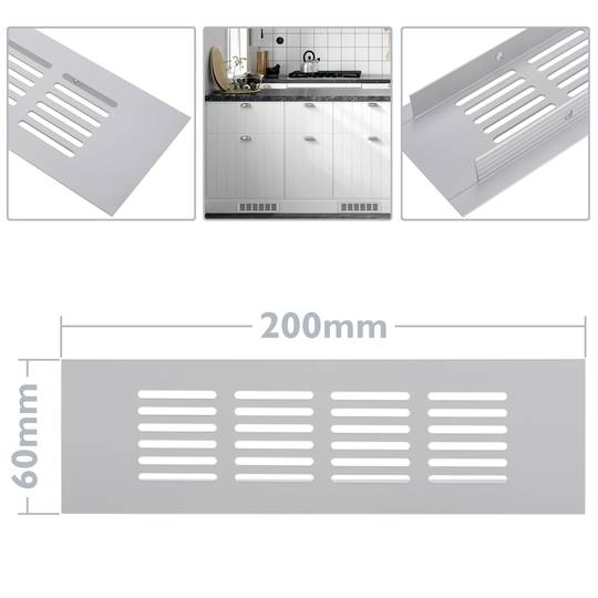 Grelha de ventilação para placa de base de alumínio 200x60mm
