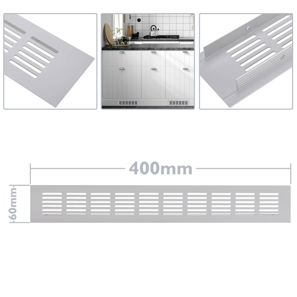 Reixeta de ventilació per sòcol placa alumini 400x60mm