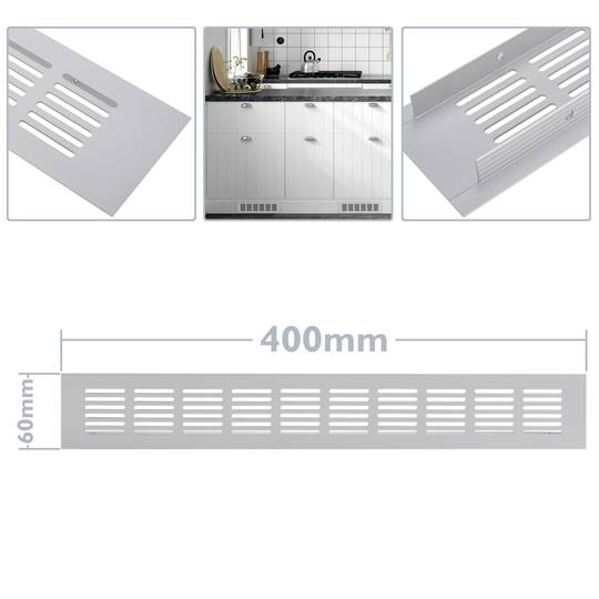 Reixeta de ventilació per sòcol placa alumini 400x60mm