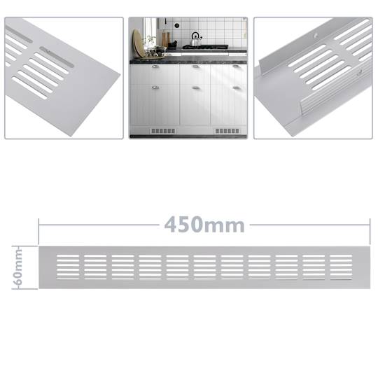 Rejilla de ventilación para zócalo aluminio 450x60mm