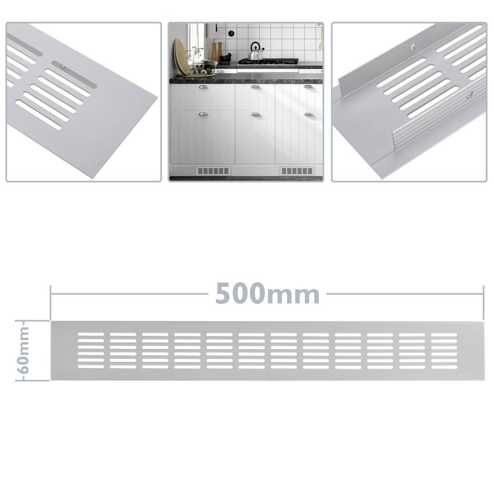 Rejilla de ventilación para zócalo aluminio 500x60mm