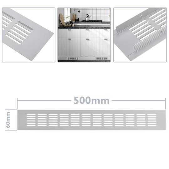 Rejilla de ventilación para zócalo aluminio 500x60mm
