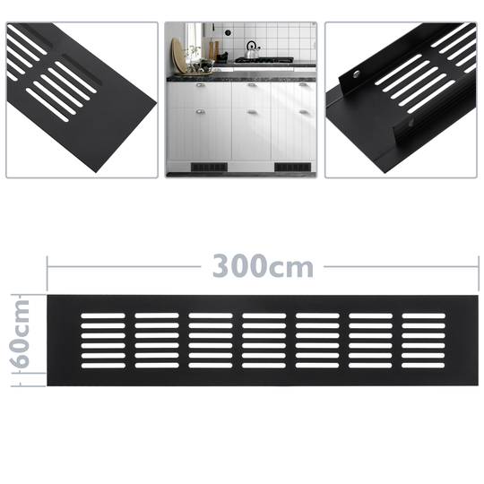 Kratka wentylacyjna do podstawy aluminiowej 300x60mm w kolorze czarnym