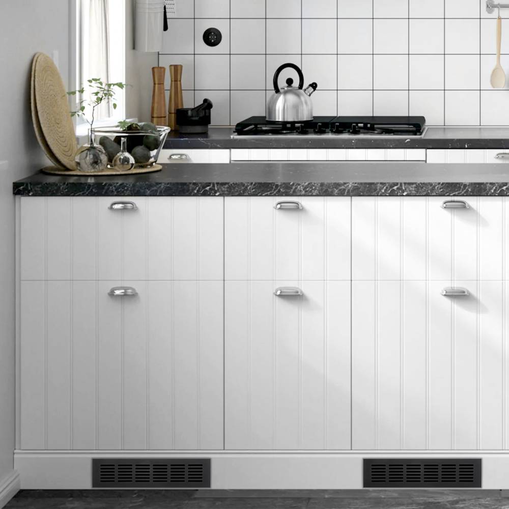Lüftungsgitter für Fußleiste Aluminium 350x60mm in schwarzer farbe