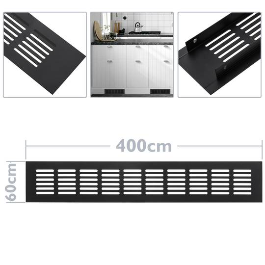 Kratka wentylacyjna do podstawy aluminiowej 400x60mm w kolorze czarnym