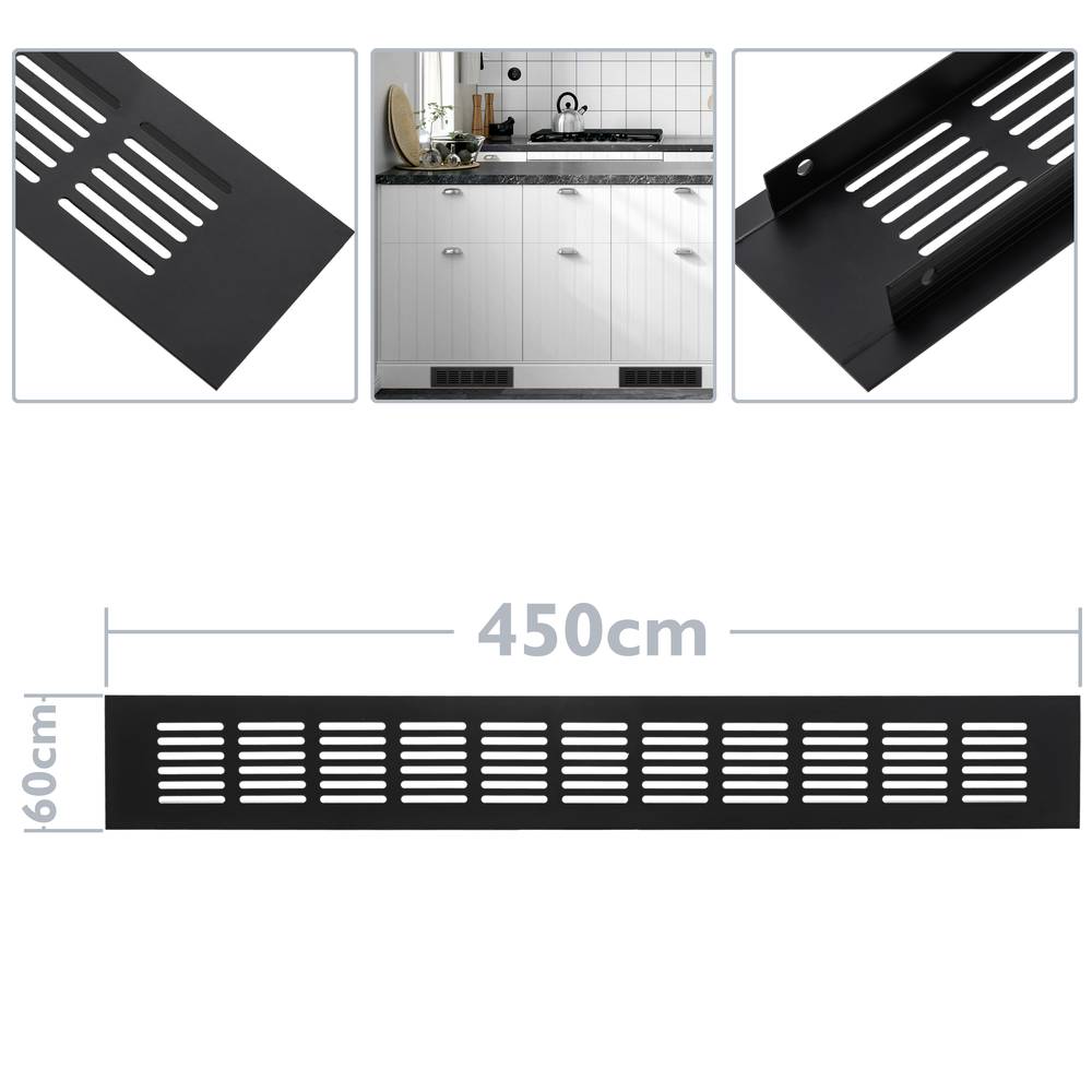 Lüftungsgitter für Fußleiste Aluminium 450x60mm in schwarzer farbe